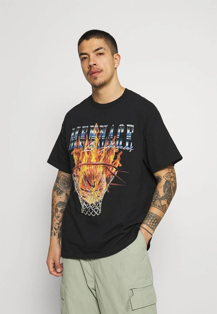 Mennace BURNING HOOP - Print T-shirt - Black 3 Mennace BURNING HOOP - Print T-shirt - Black