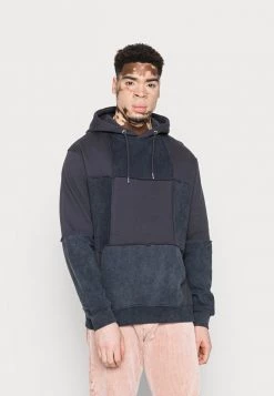 Mennace EXPOSED SEAM PATCHWORK HOODIE UNISEX - Hoodie - Blue