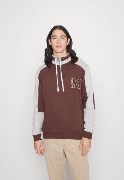 Mennace CONTRAST PANEL HALF ZIP - Sweatshirt - Brown