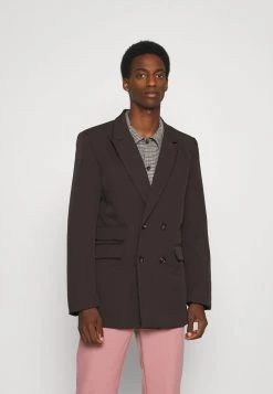 Mennace HENNESSEY RELAXED DOUBLE BREASTED SUIT JACKET - Blazer Jacket - Dark Brown