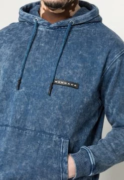 MENNACE WASHED BADGE HOODIE UNISEX - Hoodie - Blue -Mennace Shop Online 45a9e30a17f7483682157690cdc4f66b