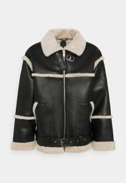 Mennace HENNESSEY EXPOSED SEAM AVIATOR JACKET - Faux Leather Jacket - Black -Mennace Shop Online 4822dc93c8604e869e9b7b443fb2efcc