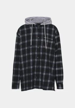 Mennace HENNESSEY HOODED CHECK OVERSHIRT - Summer Jacket - Navy -Mennace Shop Online 564296ea2aca4e84b25277d0601b7430