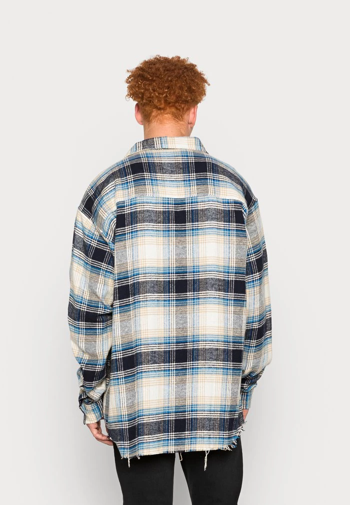 MENNACE RAW HEM CHECK SHACKET - Summer Jacket - Blue 5 MENNACE RAW HEM CHECK SHACKET - Summer Jacket - Blue - Image 3