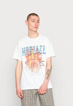 Mennace BURNING HOOP REGULAR - Print T-shirt - White