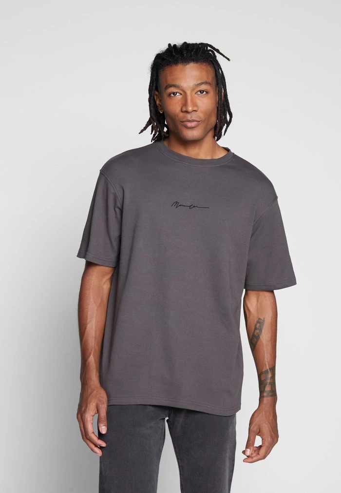 Mennace ESSENTIAL REGULAR RELAXED SIG TEE UNISEX - Basic T-shirt - Charcoal 3 Mennace ESSENTIAL REGULAR RELAXED SIG TEE UNISEX - Basic T-shirt - Charcoal