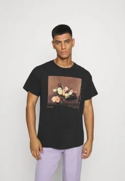 Mennace ROSEBOWL BASKET OF ROSES - Print T-shirt - Washed Black