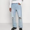 Mennace MIRROR WASHED RIPPED - Relaxed Fit Jeans - Mid Blue Wash