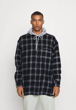 Mennace HENNESSEY HOODED CHECK OVERSHIRT - Summer Jacket - Navy