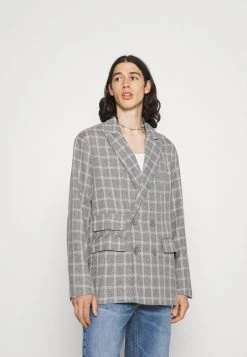 Mennace BREEZE DOUBLE BREASTED CHECK SUIT JACKET - Blazer Jacket - Grey