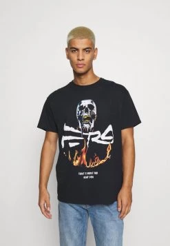 Mennace A$AP FERG FLAME SKULL - Print T-shirt - Black