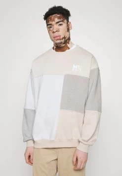 Mennace CUT AND SEW PATCHWORK - Sweatshirt - Stone
