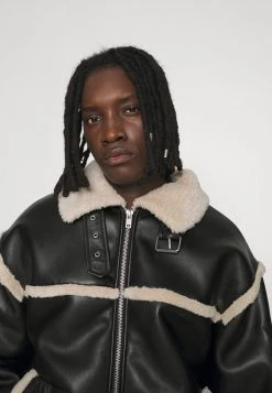 Mennace HENNESSEY EXPOSED SEAM AVIATOR JACKET - Faux Leather Jacket - Black -Mennace Shop Online e252c06219814d9bbdee6cd0ed1f6f8e